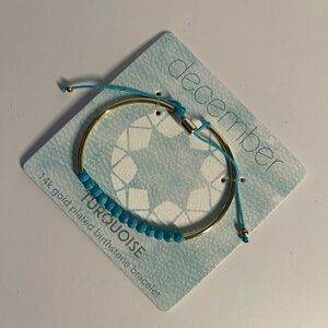 NEW Turquoise Beaded Bracelet with Gold Filigree Charm